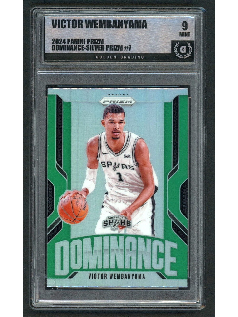 2024-25 Panini Prizm #7 Dominance Green Victor Wembanyama SPURS Graded Mint 9